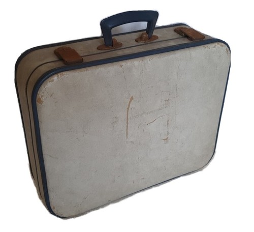Vintage suitcase cream - suitcase, blue