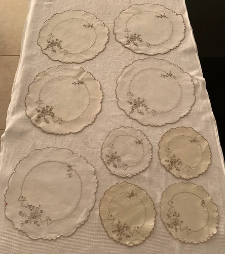Vintage linen lace doily - lace,