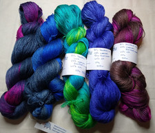 Hand dyed yarn from Shawls from Arthur Blue Faced Leicester silk 100g 800m