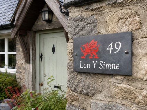 Slate engraved door plaque - door,