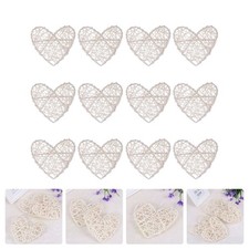  12 Pcs Heart Wicker Decorative Wreath Hanging Decoration Shaped Ornaments
