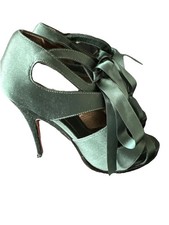 Emerald Green Satin High Heels