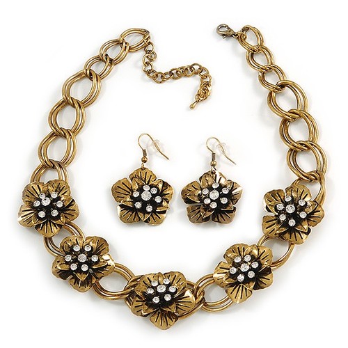 Vintage diamante flower - vintage,