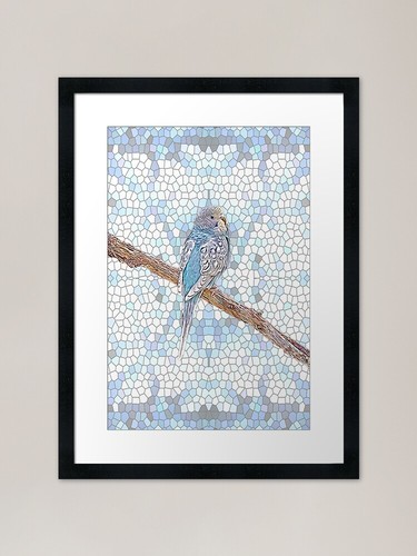 Cute blue budgie - , mosaic