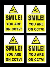 *PACK OF 4* SMILE YOU ARE ON CCTV signs or stickers camera security warning