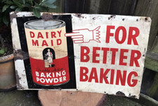 Vintage Dairy Maid tin sign wall plaque American bakery shop display 1930/40's