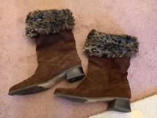 Markon Sharley Real Suede Brown  Fur Trim Boots Size 6