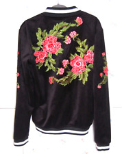 BoohooMAN premium,  bomber jacket S black velvet embroidered