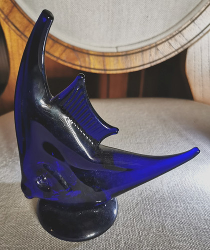 Bristol blue glass fish - blue, large