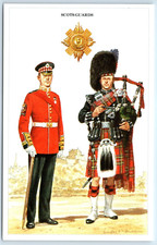 Postcard Scots Guards British Army Uniforms Drill Sergeant Piper