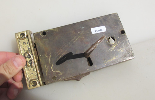 Georgian brass door rim lock - door,