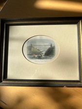 Clifton Suspension Bridge coloured lithograph framed print dated 1861 - Antique