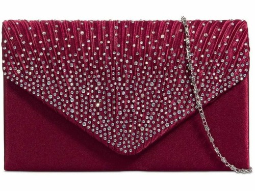 Ladies satin diamante clutch - diamante,