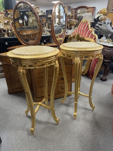 Pair gilt marble jardinières - pair,