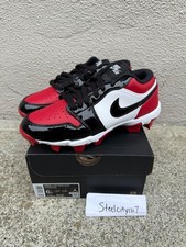 Air Jordan 1 Low "Patent Bred Toe" (HF6885 601)  Kids Football Cleats Size 5-6