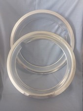 Vintage Car Wheel Trims. Aluminium. Inner Diameter 28cm, Outer Diameter 31cm.