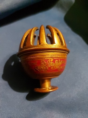Vintage brass enamel elephant - brass,