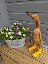 Best Quality Hand Carved Wooden Bamboo Root Duck With Welly Boots 45cm tall
