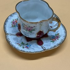 Vintage Limoge La Reine Porcelain DEMITASSE CUP & SAUCER 