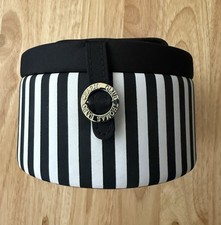 BRAND NEW Thomas Sabo Black and White Stripe Satin Round Jewellery Box RRP £50