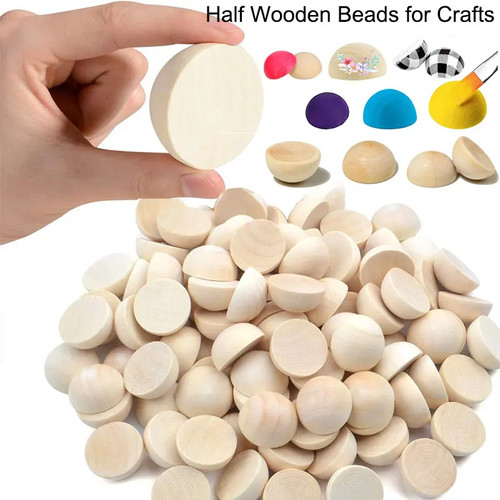 100pcs half wooden beads - half,