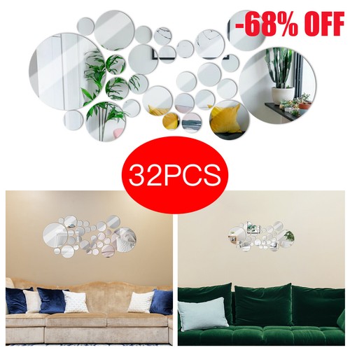 32pcs round mirror tiles - 32pcs, wall