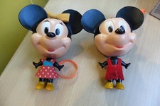 1970s VINTAGE TALKING WALT DISNEY MICKEY & MINNIE MOUSE FIGURES BY BURBANK H/K