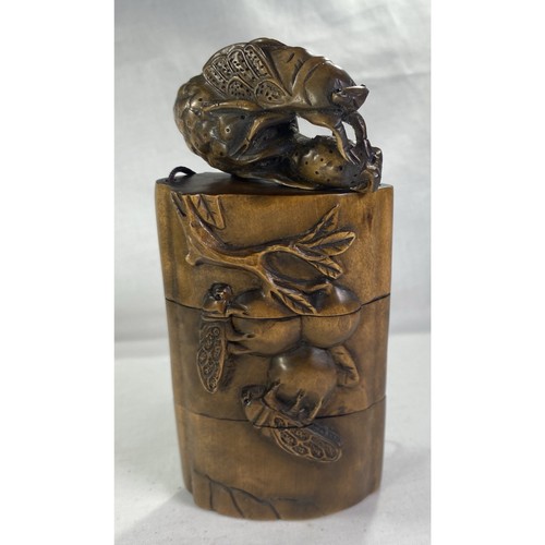 Japanese wooden inro cicada - wooden,
