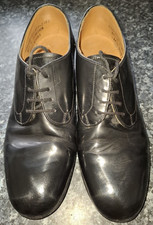 BRITISH ARMY BLACK LEATHER OFFICERS PARADE SHOES, SIZE 7.5, FEMALE PATT.
