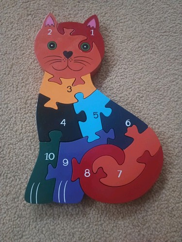 Wooden puzzle cat - wooden,