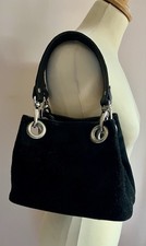 Vtg *Russell & Bromley* Bag Handbag Mini Sac Black Suede Leather