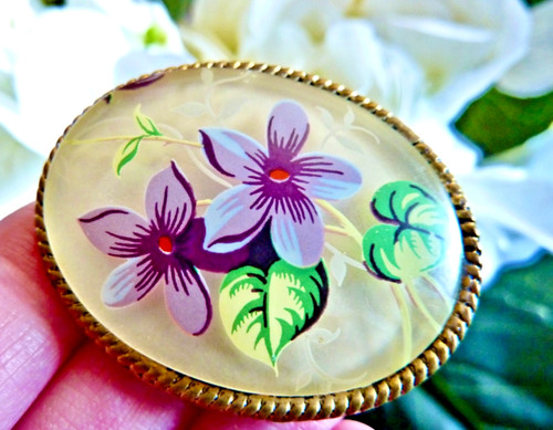 Vintage violet flower scarf - vintage,
