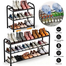 Shoe Rack 3 Tier Extendable Storage Organiser For Garage Entryway Bedroom Black