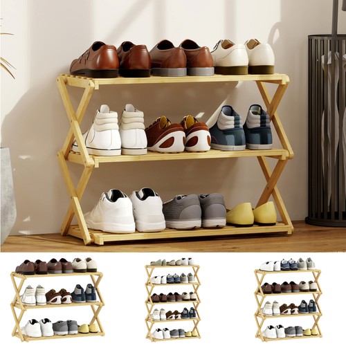 Bamboo shoe rack - shoe, rack,