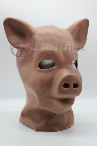 Brown latex pig mask rubber - brown,