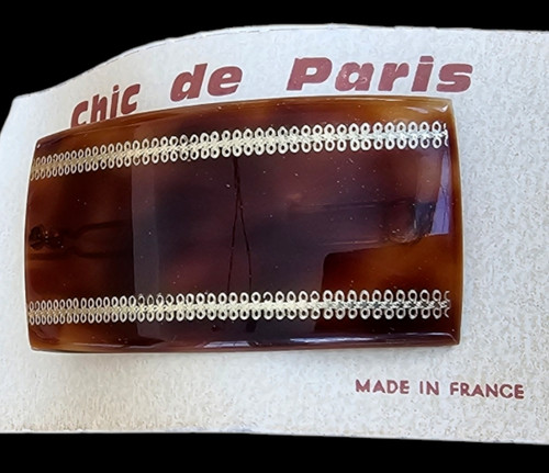 Vintage barrette brown - -,