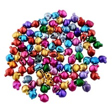 Mixed Multicoloured Mini Jingle Bells Charms 8 x 10mm Metallic Christmas Charms