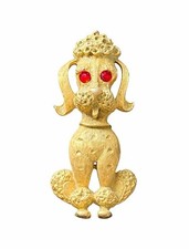 Vintage Poodle Dog Brooch Gold