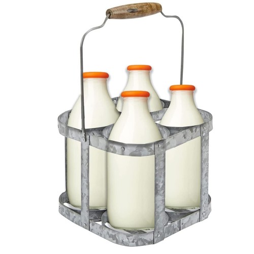Galvanised milk bottle holder - galvanised,