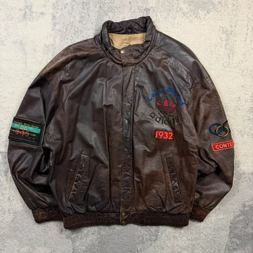 Vintage adidas leather jacket - leather,