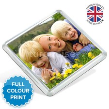 Personalised Acrylic Photo Coasters Square Drink Mats Gift Set | 80mm