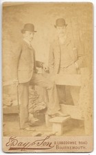 CDV Carte de Visite Dorset Bournemouth E Day &Son 9 Lansdowne Rd Men Bowler Hats