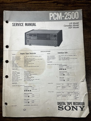 Sony pcm 2500 dat - sony, pcm-2500