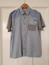 Lee Cooper Vintage Style Blue and White Stripe Shirt Jersey Sleeve size L