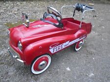 Vintage fire engine pedal car with nice chrome headlights and bumper solid built