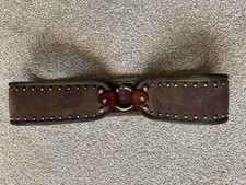 NANNI Milano Italy Designer Womens Wide Dark Brown Leather / Suede Belt  36 90