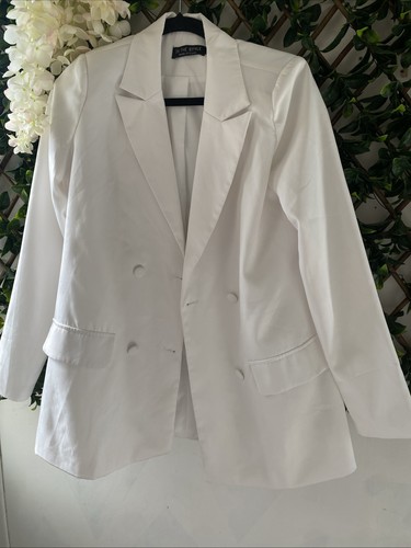 Ladies white blazer oversized - white,
