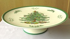 VINTAGE SPODE "CHRISTMAS TREE" FOOTED CAKE STAND 27cm x 7.5cm