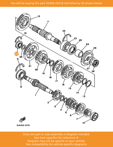 Yamaha bearing 93306 20218 - yamaha, 93306-20218