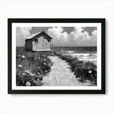 Beach Hut 1 Art Print Framed